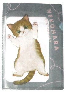 【2025春夏新作】【ねこ雑貨】【ねこハラ文具】A4ポケットファイル　グレー　D060-72