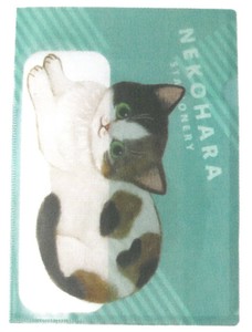 【2025春夏新作】【ねこ雑貨】【ねこハラ文具】A4ポケットファイル　グリーン　D060-73