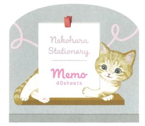 【2025春夏新作】【ねこ雑貨】【ねこハラ文具】ダイカットメモ　グレー　M053-02