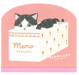 【2025春夏新作】【ねこ雑貨】【ねこハラ文具】ダイカットメモ　ピンク　M053-04