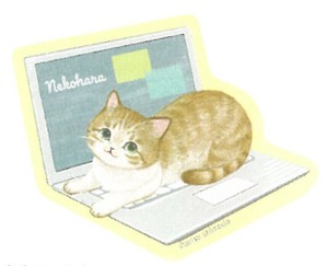 【2025春夏新作】【ねこ雑貨】【ねこハラ文具】ダイカットステッカー　茶トラ白　BM035-62