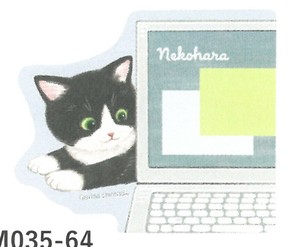 【2025春夏新作】【ねこ雑貨】【ねこハラ文具】ダイカットステッカー　ハチワレ　BM035-64