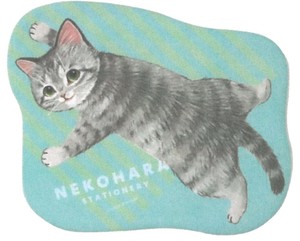 【2025春夏新作】【ねこ雑貨】【ねこハラ文具】特大シール　グリーン　M098-05