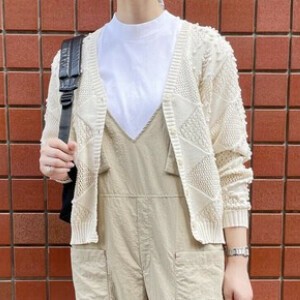 Cardigan Diamond-Patterned Green S/S