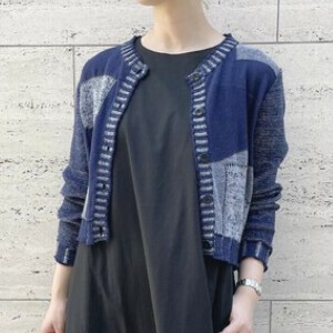 Cardigan Navy Beige Switching S/S
