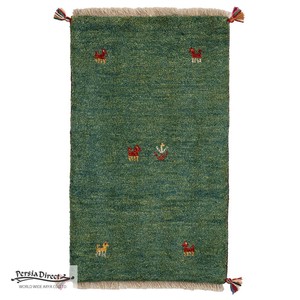 ギャッベ　ペルシャ　イラン　オーガニックウール　絨毯　ラグ　玄関マットM　49×81cm　MM1798_GR