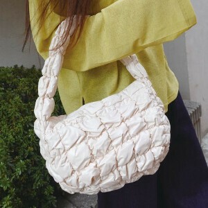 手提包 新商品 2025年 褶边/木耳边 秋 金属感 手提包