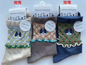 短袜 几何图案 刺绣 新商品 圆领 猫 春夏