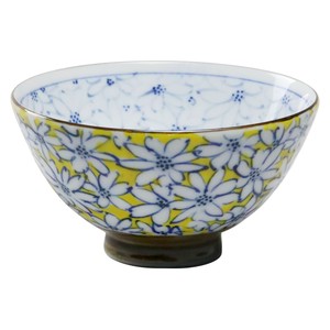 ≪メーカー取寄≫染付　黄彩花　茶碗 [日本製 美濃焼 食器 陶器]