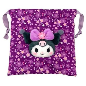 Small Item Organizer Boa Face Drawstring Bag Kimono KUROMI Sakura