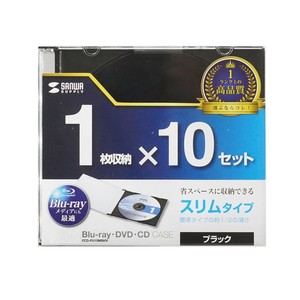 サンワサプライ Blu-ray・DVD・CDケース スリムタイプ 10枚セット ブラック FCD-PU10MBKN