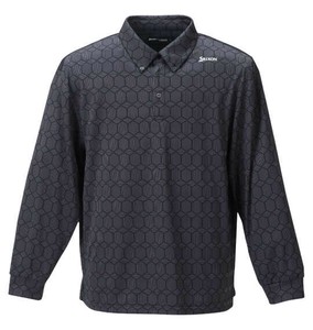 SRIXON ビッグサイズ メンズ ジャガード総柄デザイン長袖シャツ ブラック  4L 6L