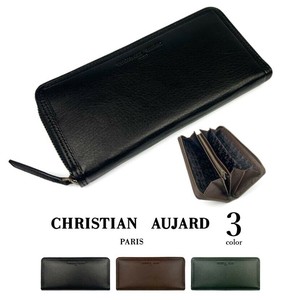 Long Wallet Genuine leather Round Fastener 3-colors