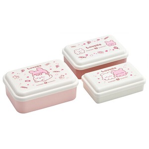 【公式】 抗菌 入子式 ふわっとシール容器 3Pセット(長方形) 【らぶいーず】 スケーター