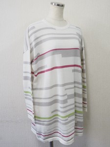 値下げ！　日本製  12G 天竺 変則ボーダー チュニック ラウンドネック プルオーバー   07065