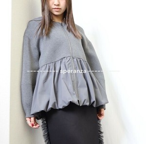 【再入荷】ペプラム切替裾バルーンボリューム袖　ブルゾン　異素材