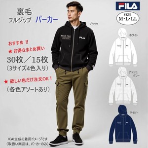 【2025春新作】FILA　ロゴ刺繍＆プリント　裏毛フルジップパーカー
