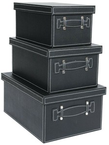フェイクレザー ボックス(BL)L・M・S 3個セット 40013