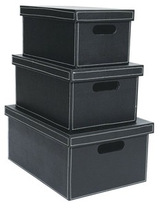 フェイクレザー ボックス(BL)L・M・S 3個セット