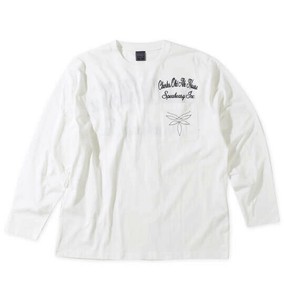 SHELTY ビッグサイズ メンズ 天竺ルード系刺繍長袖Tシャツ オフホワイト  5L
