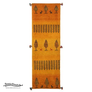 ギャッベ　ペルシャ　イラン　オーガニックウール　絨毯　細長いサイズS (約40×120cm）50×148cm G1367_YE