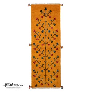 ギャッベ　ペルシャ　イラン　オーガニックウール　絨毯　細長いサイズS (約40×120cm）50×140cm G1370_YE