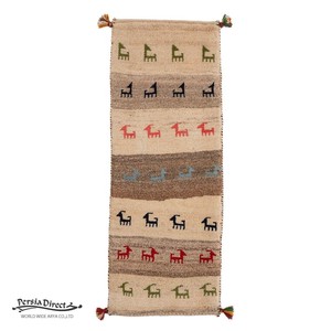ギャッベ　ペルシャ　イラン　オーガニックウール　絨毯　細長いサイズS (約40×120cm）35×92cm G1517_BE