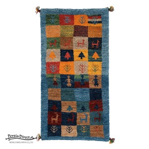 ギャッベ　ペルシャ　イラン　オーガニックウール　絨毯　細長いサイズS (約40×120cm）49×95cm G1519_CL