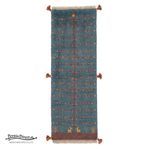ギャッベ　ペルシャ　イラン　オーガニックウール　絨毯　細長いサイズS (約40×120cm）39×111cm G1544_BL
