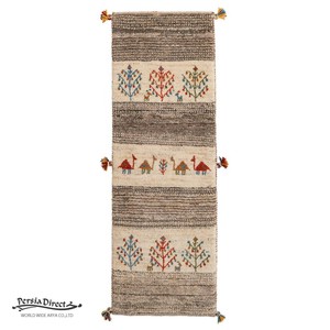 ギャッベ　ペルシャ　イラン　オーガニックウール　絨毯　細長いサイズS (約40×120cm）40×118cm G1540_BE