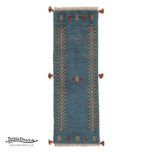 ギャッベ　ペルシャ　イラン　オーガニックウール　絨毯　細長いサイズS (約40×120cm）41×115cm G1541_BL