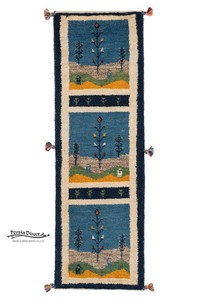 ギャッベ　ペルシャ　イラン　オーガニックウール　絨毯　細長いサイズS (約40×120cm）43×134cm G1366_CL