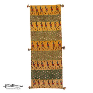 ギャッベ　ペルシャ　イラン　オーガニックウール　絨毯　細長いサイズS (約40×120cm）44×119cm G1554_YE