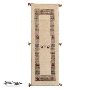 ギャッベ　ペルシャ　イラン　オーガニックウール　絨毯　細長いサイズS (約40×120cm）42×125cm G1556_BE