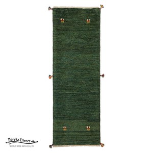 ギャッベ　ペルシャ　イラン　オーガニックウール　絨毯　細長いサイズM (約50×150cm）52×148cm G1636_GR