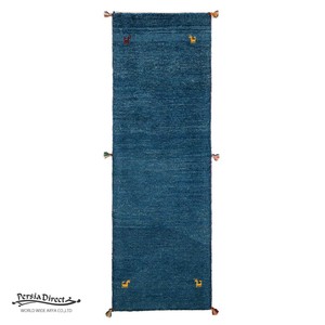 ギャッベ　ペルシャ　イラン　オーガニックウール　絨毯　細長いサイズM (約50×150cm）52×155cm G1614_BL