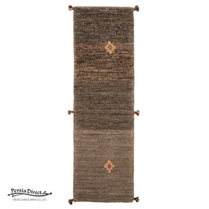 ギャッベ　ペルシャ　イラン　オーガニックウール　絨毯　細長いサイズM (約50×150cm）46×148cm G1619_NE