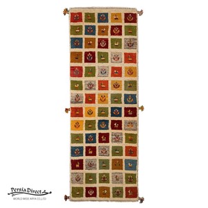 ギャッベ　ペルシャ　イラン　オーガニックウール　絨毯　細長いサイズM (約50×150cm）56×157cm G1630_CL