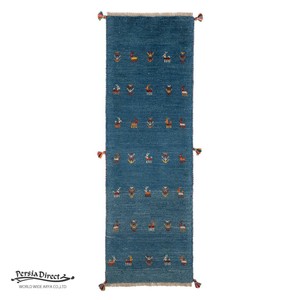 ギャッベ　ペルシャ　イラン　オーガニックウール　絨毯　細長いサイズM (約50×150cm）49×147cm G1635_BL