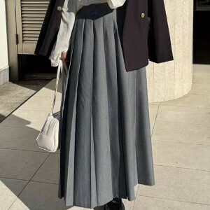 【2025年新作】ロングタックプリーツスカート　ボトムス　きれいめ　春　夏　SS　秋　冬　AW