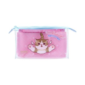 【ペンケース】mofusand クリアポーチ マチ mitte 天使にゃん