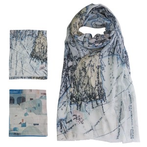 春夏50％OFFセール： 地図（マップ）柄／風景柄 デジタルプリントストール 新作
