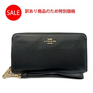 訳あり商品 新品未使用 コーチ COACH 長財布 C4451 IMBLK ストラップ付 ラウンドジップ アウトレット