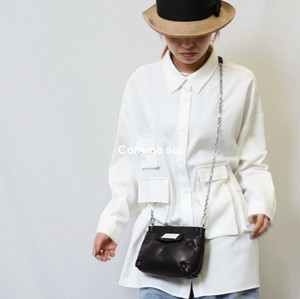 【Comme soi】ビッグポケット付き長袖シャツブラウス