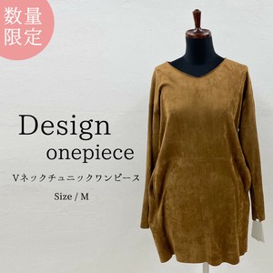 【数量限定】 Vネックチュニックワンピース フェイクスエード レディース トップス 上代ラベル付￥14,800