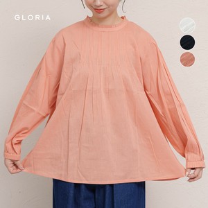 Button Shirt/Blouse Pintucked Blouse Collar Ruffle