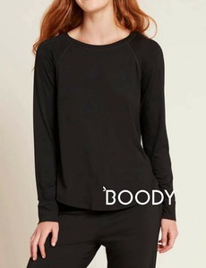 〈快適スリープウェア〉【BOODY（ブーディー）】グッドナイト ラグランスリープトップ　ブラック