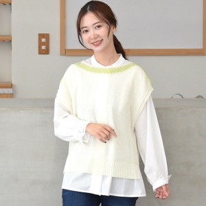 ★SALE商品★【日本製】襟ぐり配色カノコ柄ニットベスト（D8-499V）
