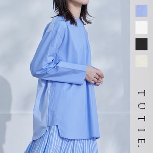 Button Shirt/Blouse Mixing Texture Cotton Switching