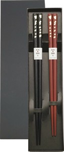 日本製　塗箸 箔ちらし 黒箱入　贈り物　ギフト　プレゼント